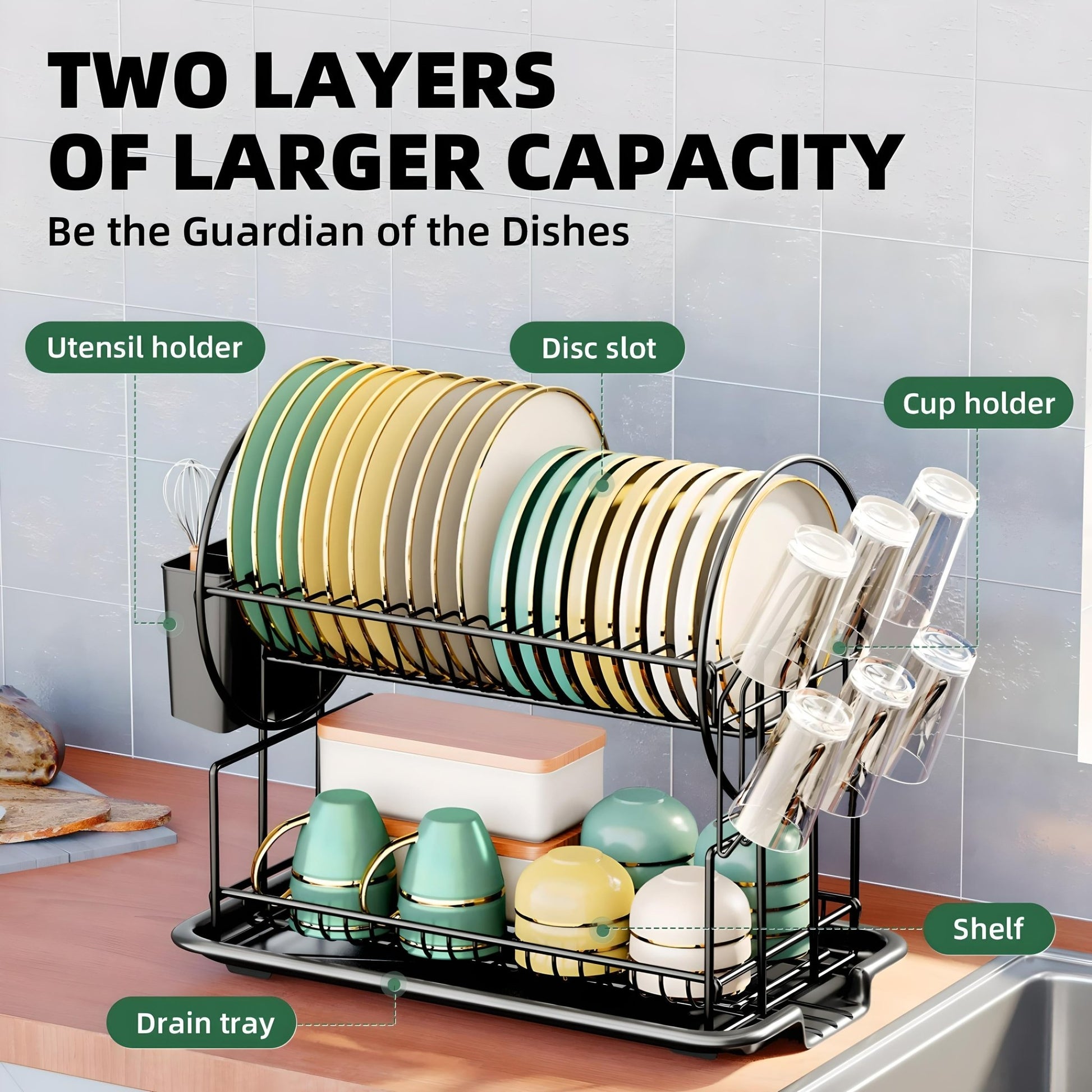 2 - Tier Dish Drying Rack - VeleHome™