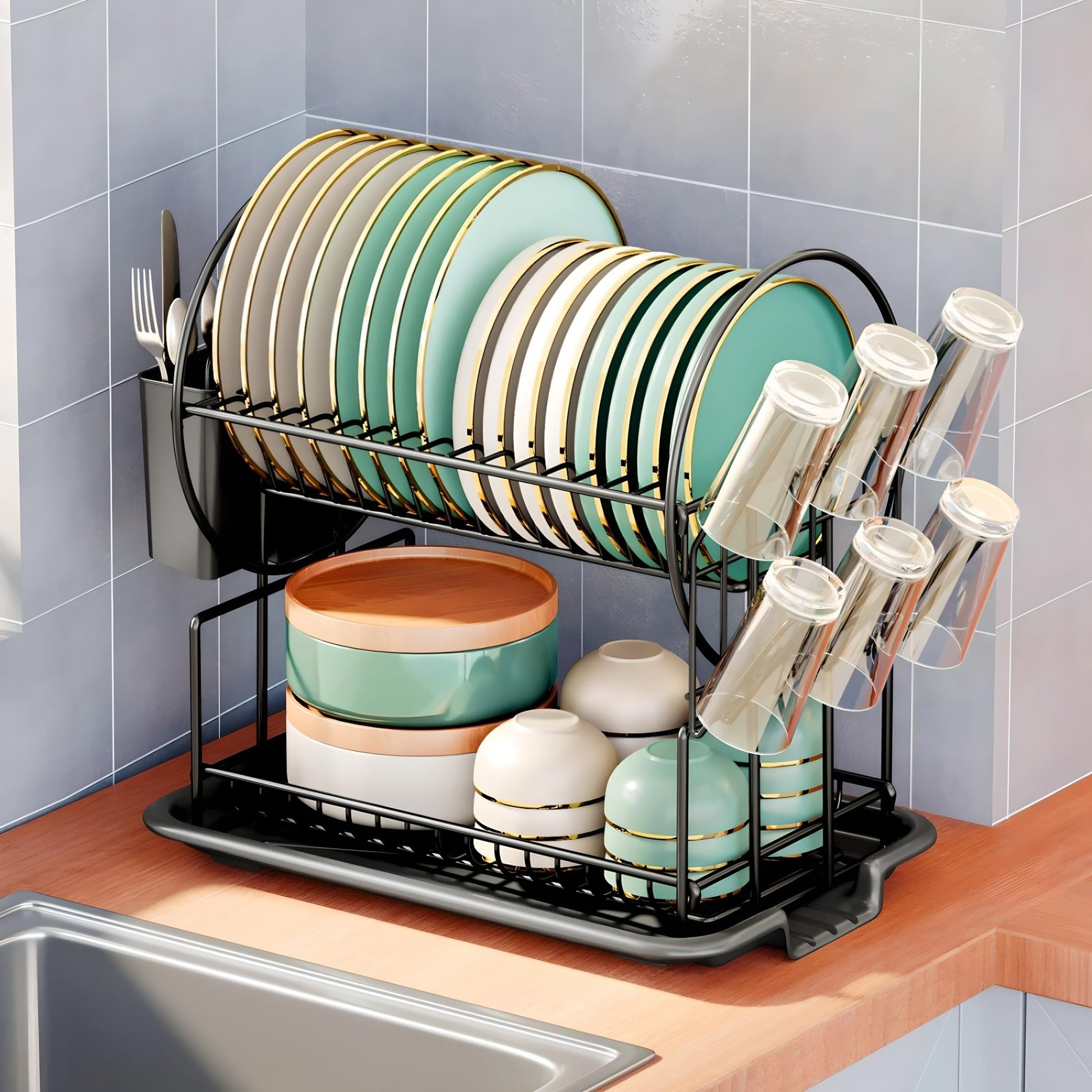 2 - Tier Dish Drying Rack - VeleHome™