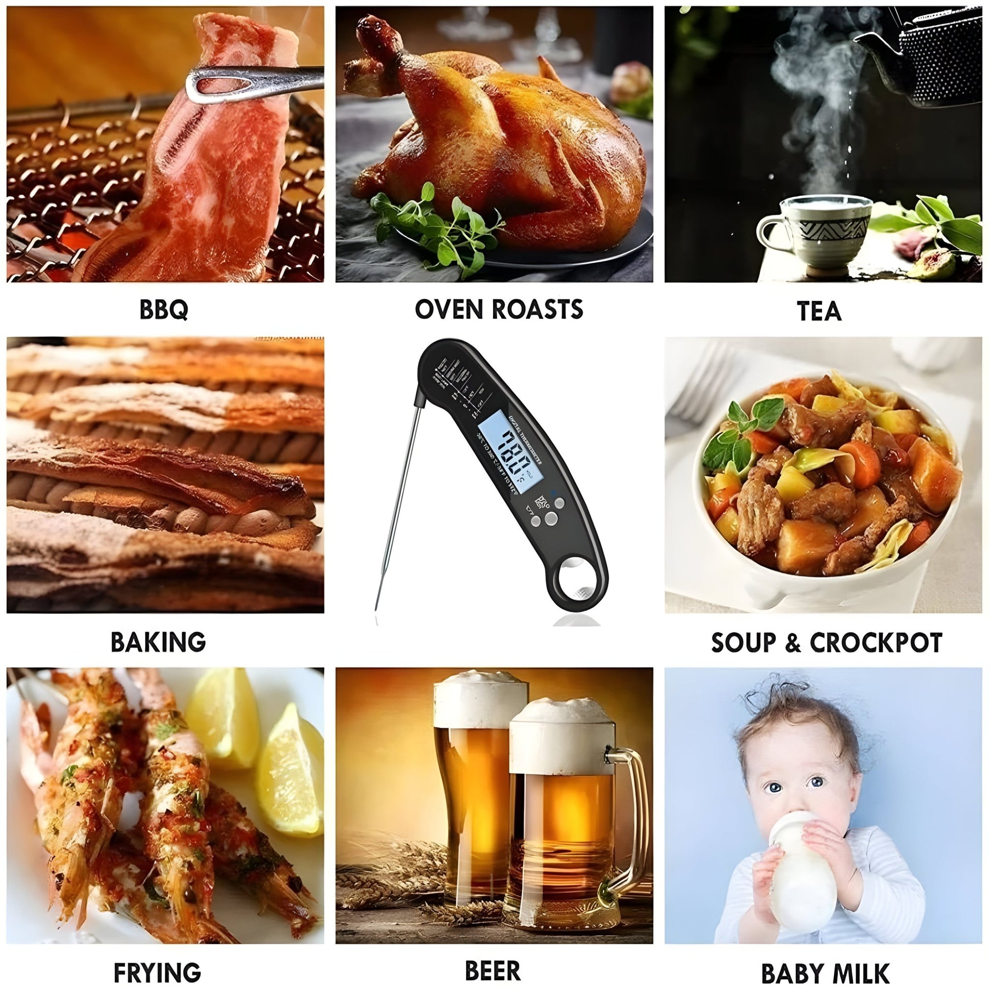 GrillGenius - Foldable Digital Meat Thermometer - VeleHome™