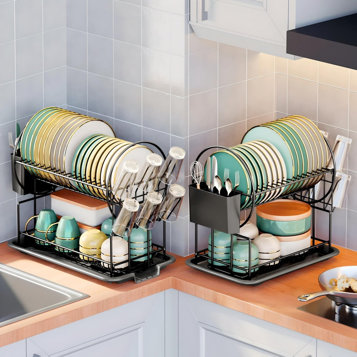 2 - Tier Dish Drying Rack - VeleHome™